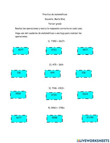 Práctica de matemáticas