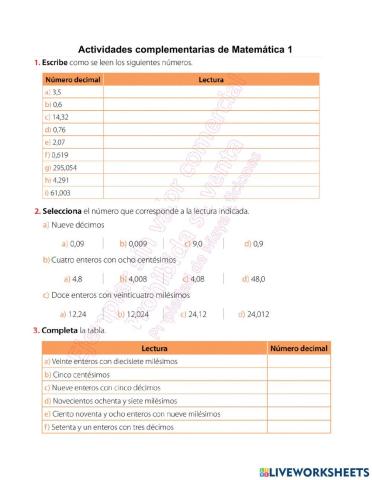 Escritura de Decimales 1