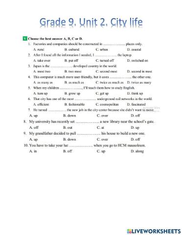 Grade 9. Unit 2. City life. Big 4