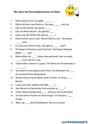 Personalpronomen im Dativ