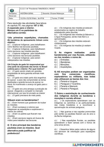 A Expansão para o interior da colônia.