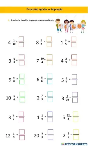 Fracción mixta a impropia