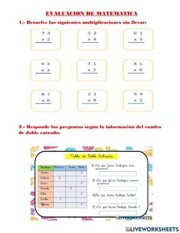 Evaluacion de matematica