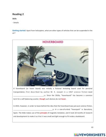 Hoverboard Reading 2 Unit 6