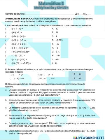 Multiplicación y División