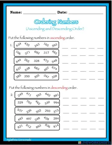 Ordering Numbers 