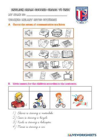 Second Grade VI Unit Exam