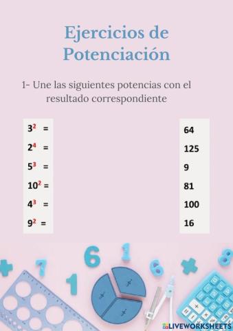 Ejercicios de potenciación