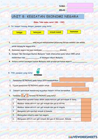 Unit 8: kegiatan ekonomi negara sejarah tahun 6