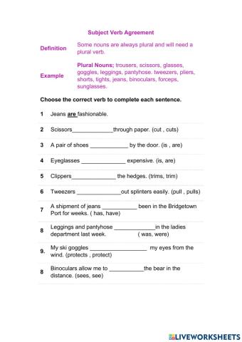 Subject and Verb Agreement