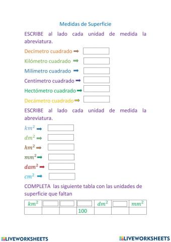 Medidas de superficie