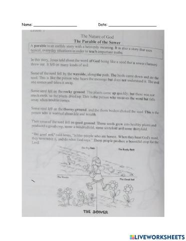 The Nature of God The Parable of the Sower