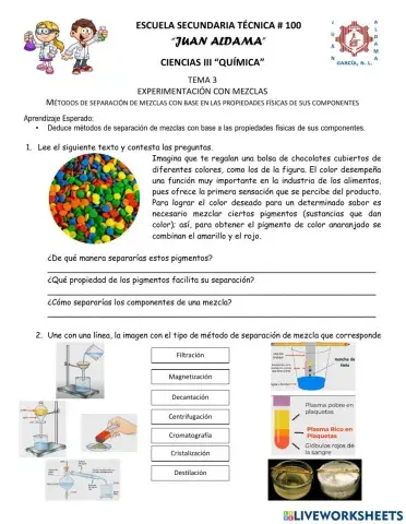 Métodos de separación de mezclas con base en las propiedades físicas de sus componentes
