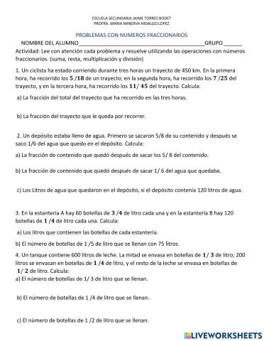 Problemas con racciones