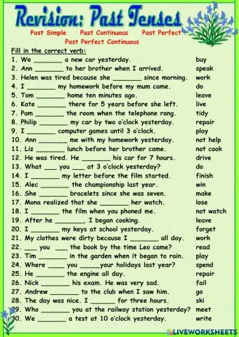 Past Tenses Revision