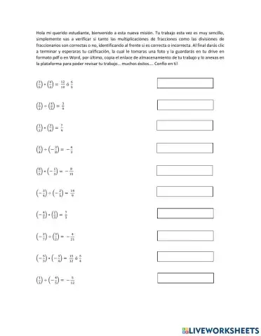 Operaciones con fraaccionarios