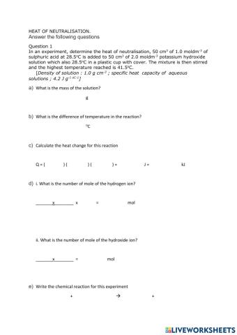 Heat of neutralisation