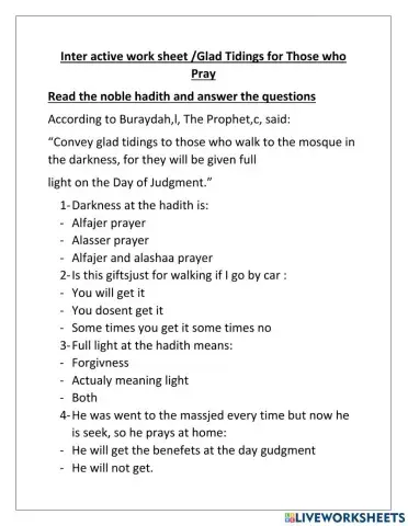 -Glad Tidings for Those who  Pray