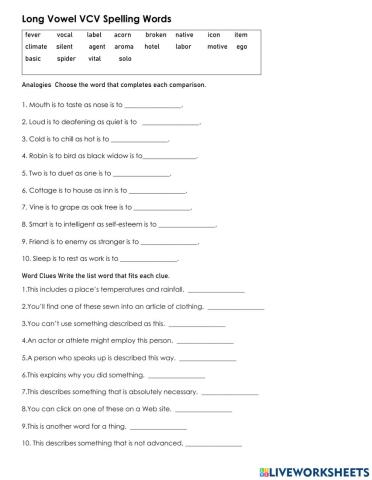 5th Spelling Long Vowel