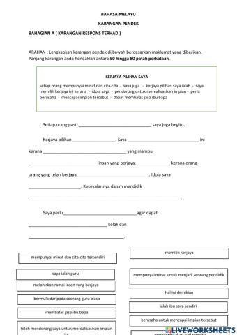 Karangan pendek bm tingkatan 1