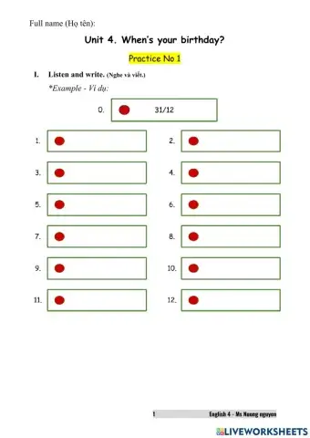 E4U4 dates (Prac No1) (Ms Nuong Nguyen)
