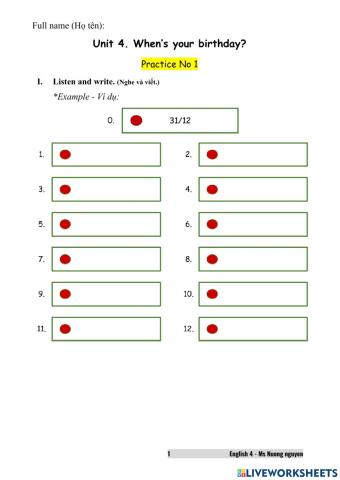 E4U4 dates (Prac No1) (Ms Nuong Nguyen)