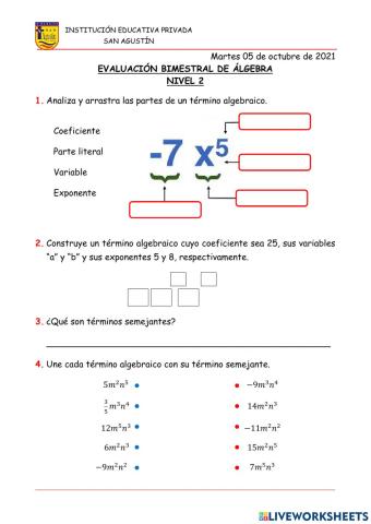 Evaluación de Álgebra