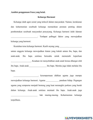 Keluarga Harmoni (Analisis Frasa)