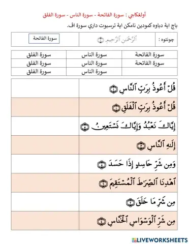 Ulangkaji surah fatihah-falaq