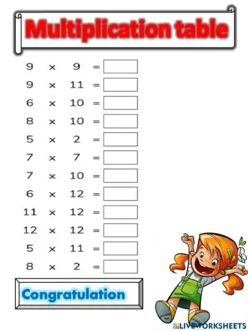 Multiplication table