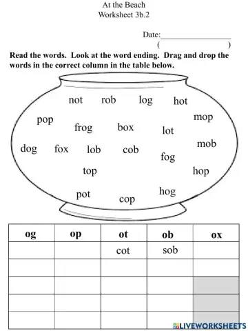 3b.2 Short O Word Sort