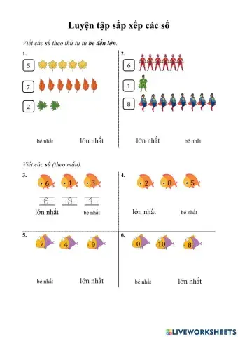 Luyện tập sắp xếp các số