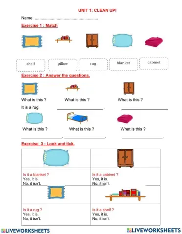 Grade 4 - unit 1 - Clean up! - Words