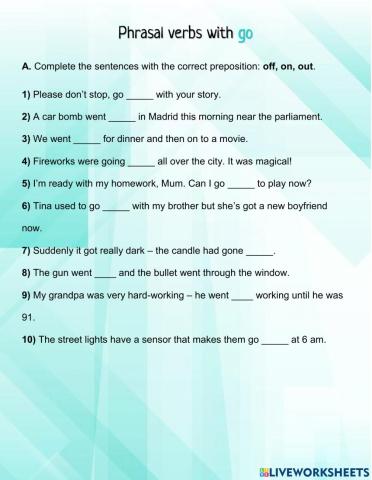 Phrasal verbs - go