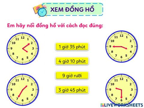 Toán - Luyện tập Xem đồng hồ