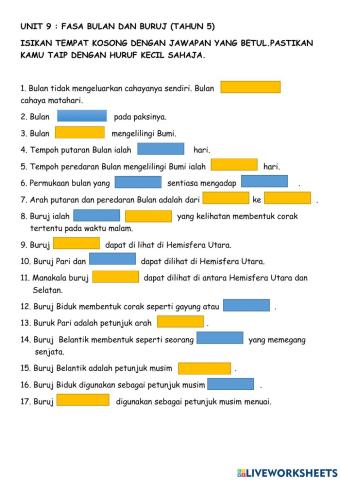 Unit 9 : Bulan dan Buruj