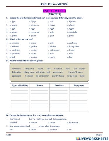 Exercise - Unit 2 - Grade 6