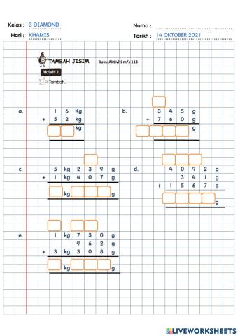Tambah Jisim Tahun 3