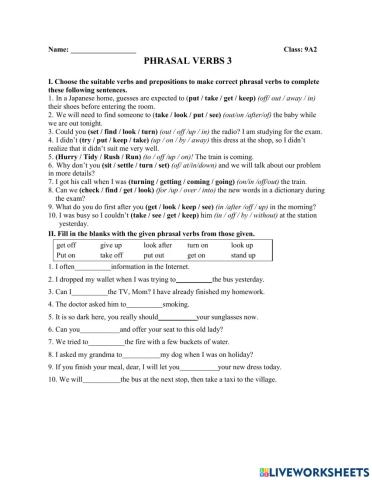 English 9 - Phrasal Verbs