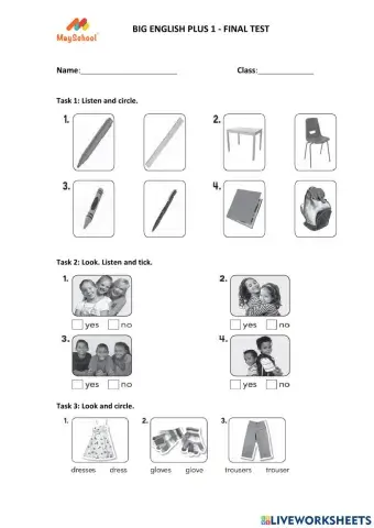 Big English Plus 1 - Final Exam