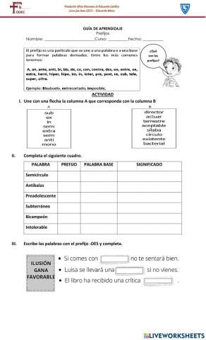 Uso de prefijos y sufijos