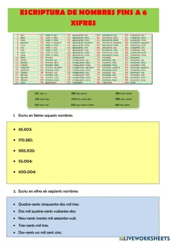 Nombres de fins a 6 xifres
