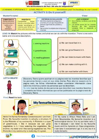 Learning Experience 7  PRE A1 Activity 3  Do it yourself!
