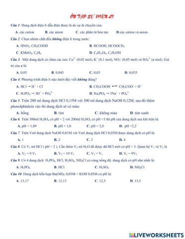 Ôn tập sự điện li