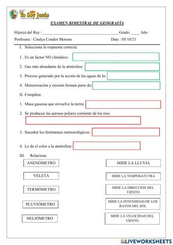 Evaluación de geoigrafía