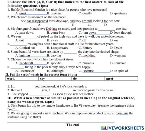 Review unit 1 for 15' test 1