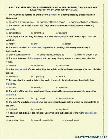 Vocabulary about Reputation