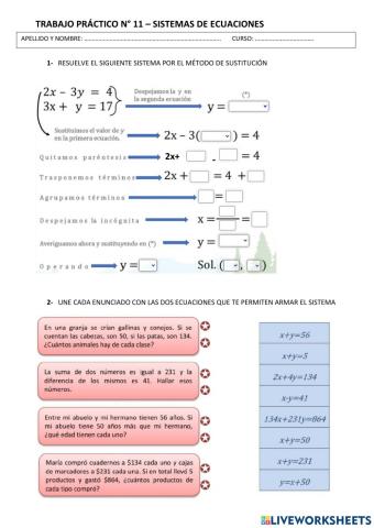 Tp n° 11  sistema ecuaciones