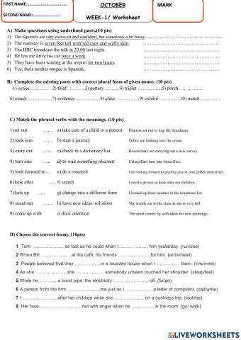 October Worksheet 1-TED