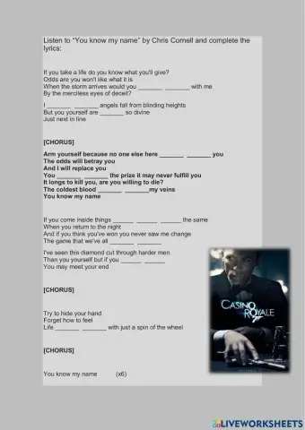 Song worksheet You Know my Name Chris Cornell